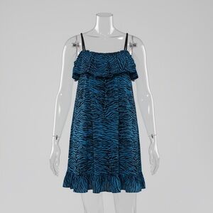 Betsey Johnson Blue and Black Zebra Print Chemise